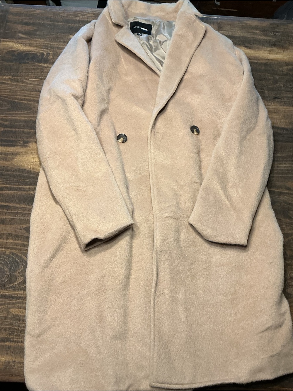Fashion Nova Women's Blush Teddy Coat Double-Breasted